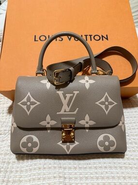 Louis Vuitton Taupe & Cream Monogram Top Handle Satchel